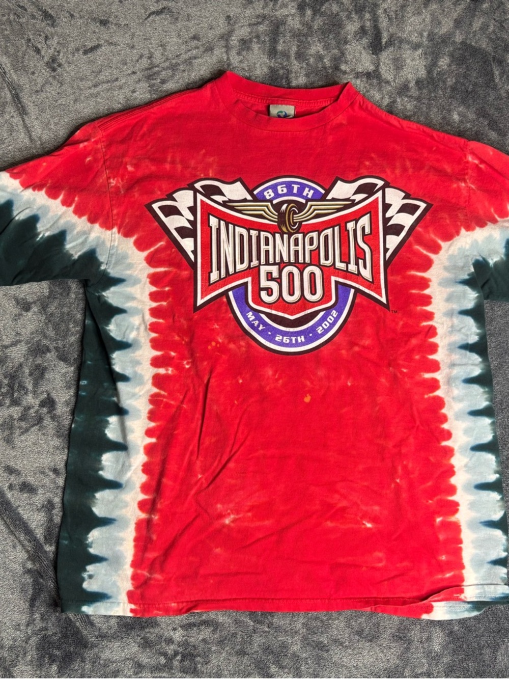 Vintage 02 Liquid Blue Red Indy 500 Racing Graphic Tee size XL